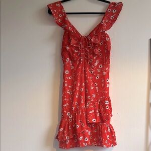 Lulu's Red Floral Midi Dress